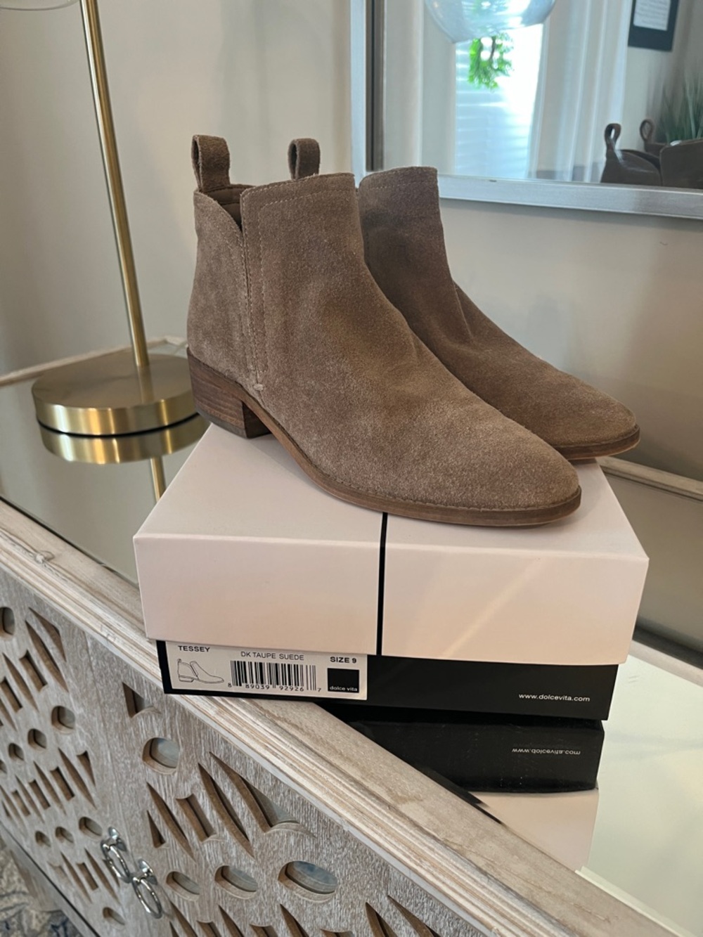 Taupe Suede Ankle Boots